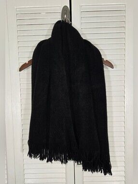 Marvalush Layer By Lizden Black Soft Fringe Scarf Shrug Size OSFM